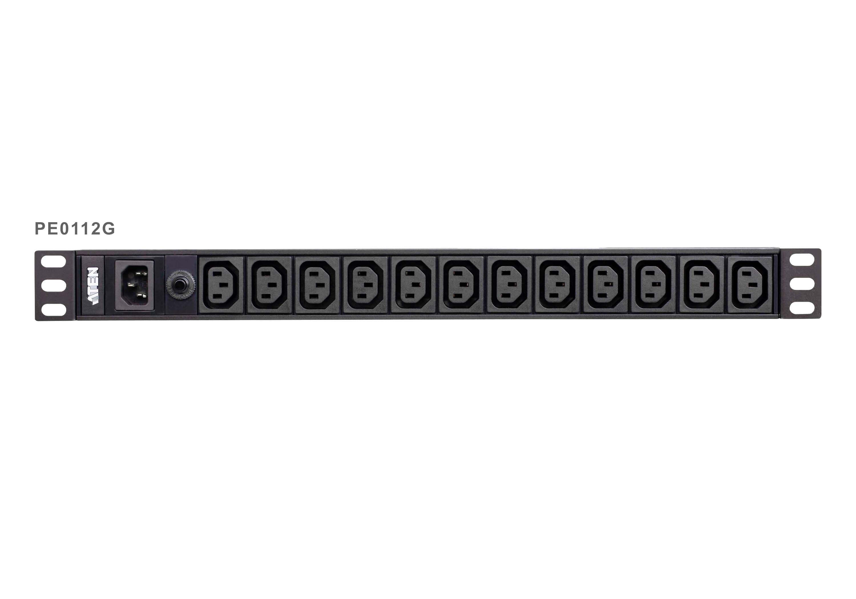 Aten 12-Port 10A Power Distribution Unit - Basic PDU, 1U Rackmount Design 12x C13 AC Outputs, Overload protection (PE0112G) Aten 12-Port 10A Power Distribution Unit - Basic PDU, 1U Rackmount Design 12x C13 AC Outputs, Overload protection (PE0112G)